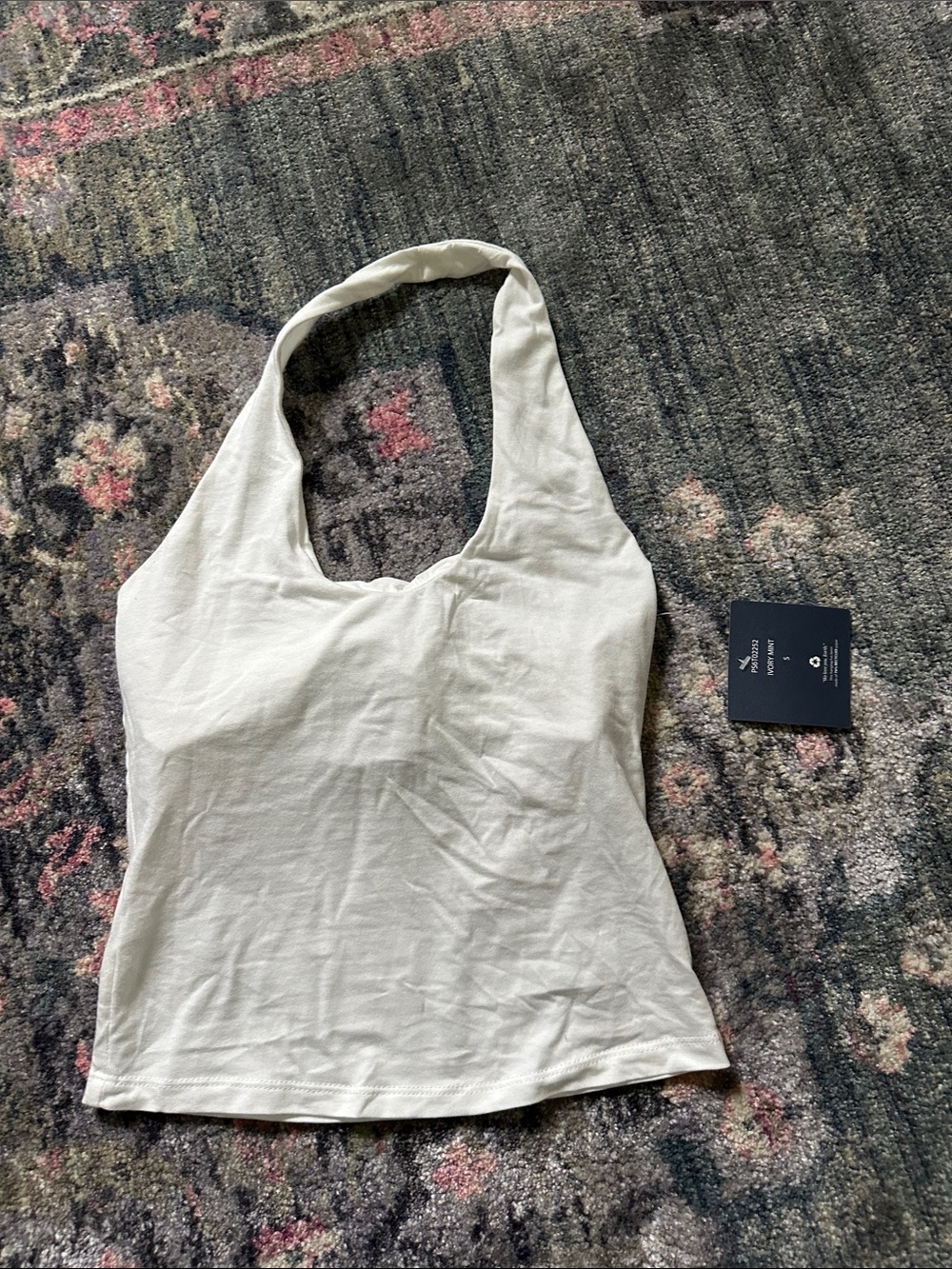 Pink Rose Ivory Mint Halter Camisole Top with Shelf Bra (no padding) NWT S Basic